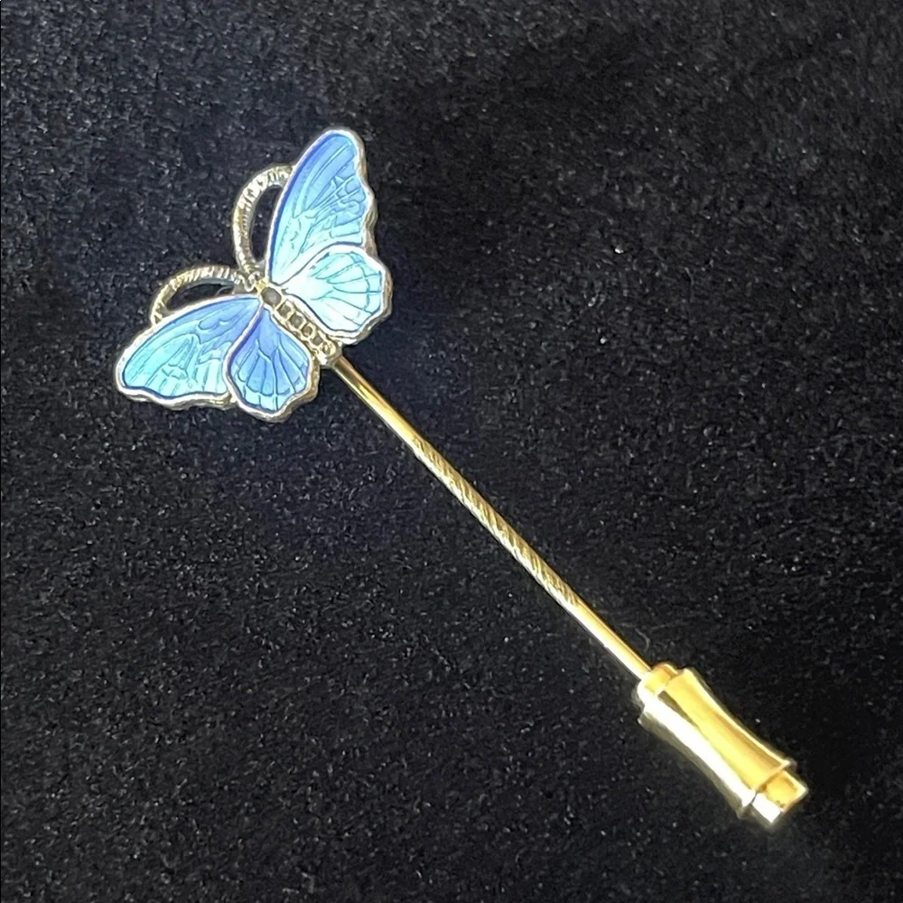 Blue and Gold Butterfly Brooch